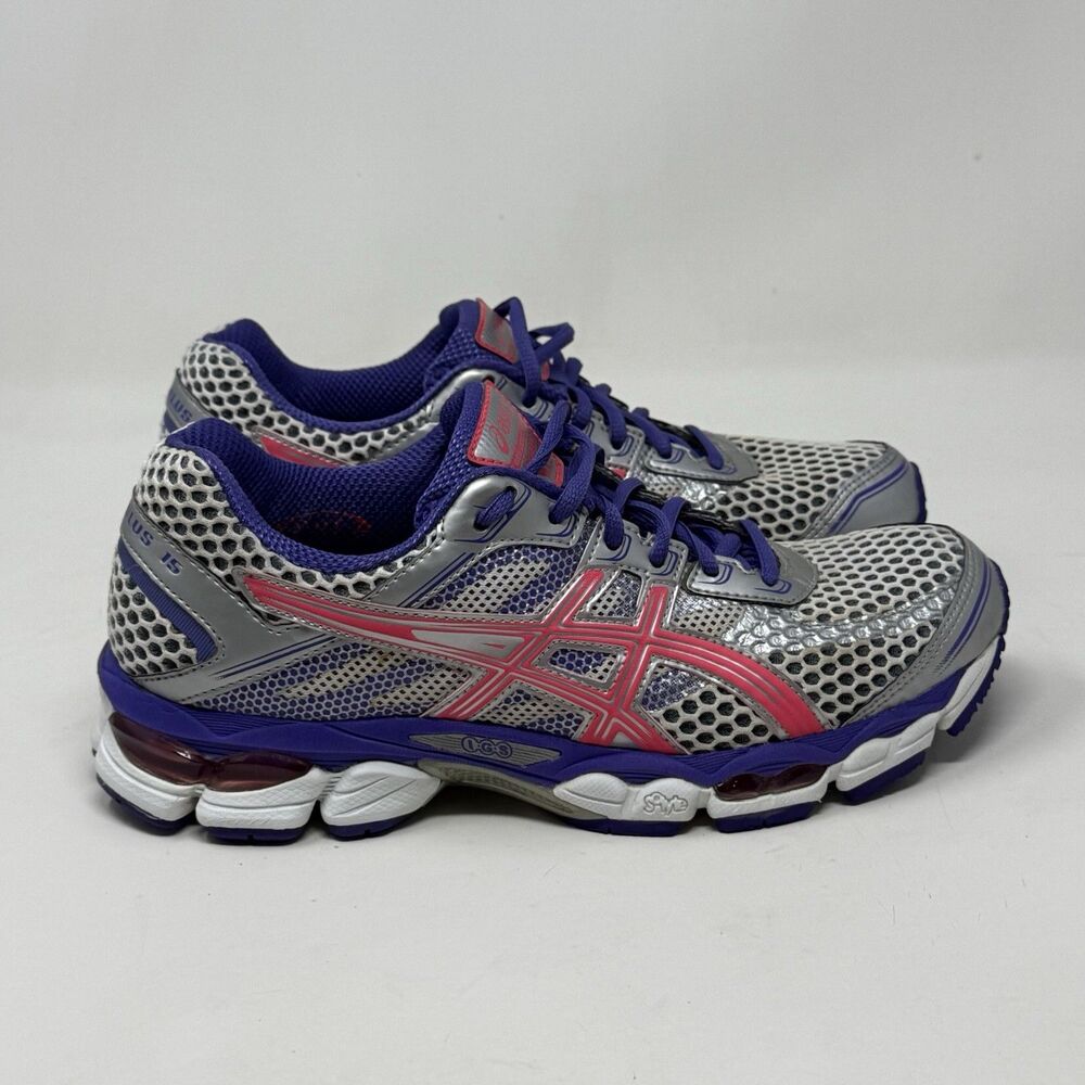 Asics Gel Cumulus 15 Sneakers Womens 8 Gray Purple Lightweight Running Shoes